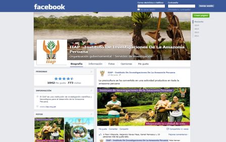 IIAP LANZA SU “FAN PAGE” EN FACEBOOK
